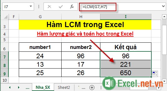 Hàm LCM trong Excel 4