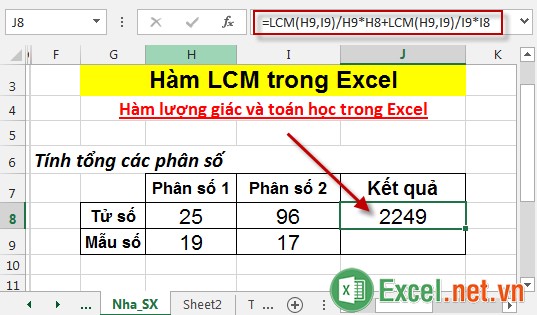 Hàm LCM trong Excel 7