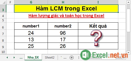 Hàm LCM trong Excel