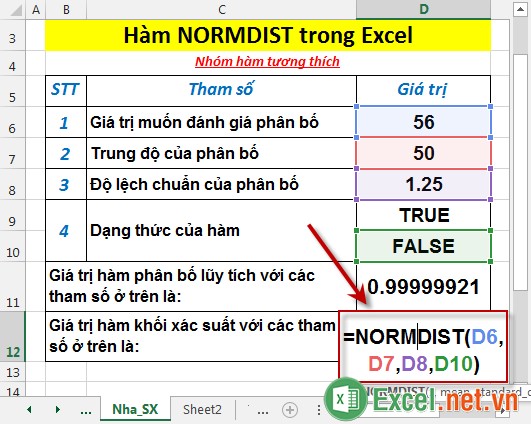 Hàm NORMDIST trong Excel 4