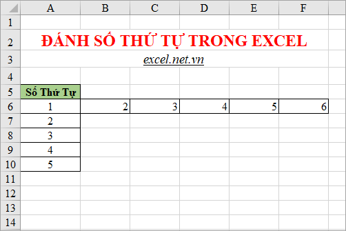 Cách đánh số thứ tự trong Excel