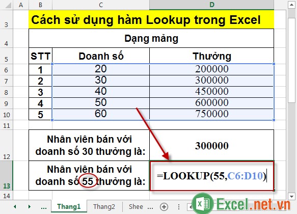 Cách sử dụng hàm Lookup trong Excel 4