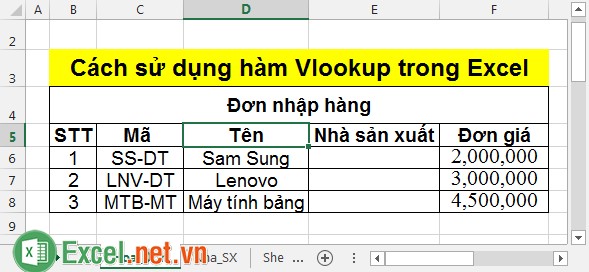 Cách sử dụng hàm Vlookup trong Excel 5