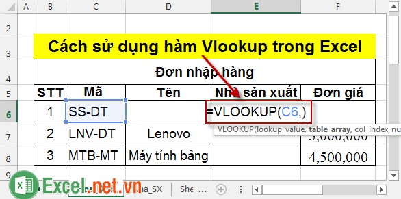 Cách sử dụng hàm Vlookup trong Excel 6