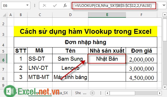Cách sử dụng hàm Vlookup trong Excel 8