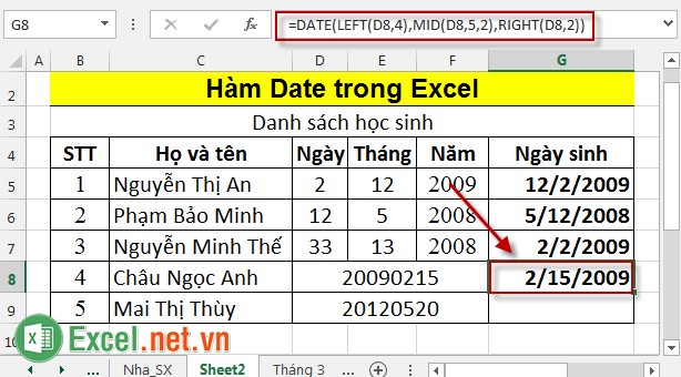 Hàm Date trong Excel 5