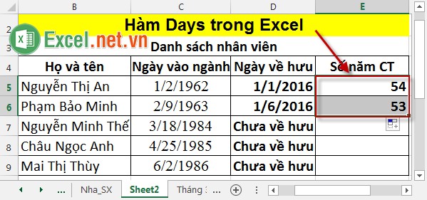 Hàm Days trong Excel 4