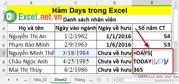 Hàm Days trong Excel 5