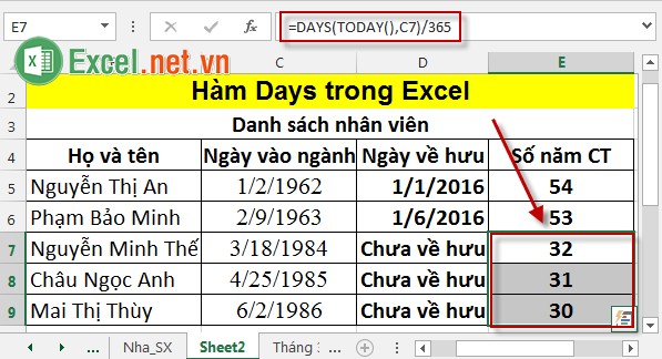 Hàm Days trong Excel 7