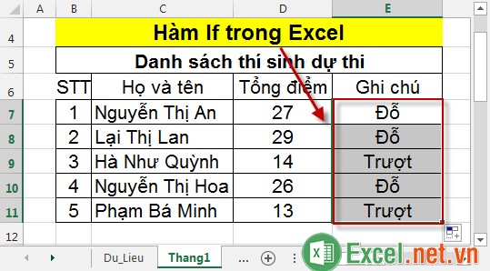 Hàm If trong Excel 4