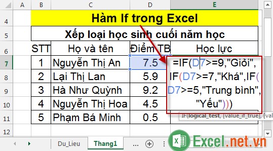 Hàm If trong Excel 6