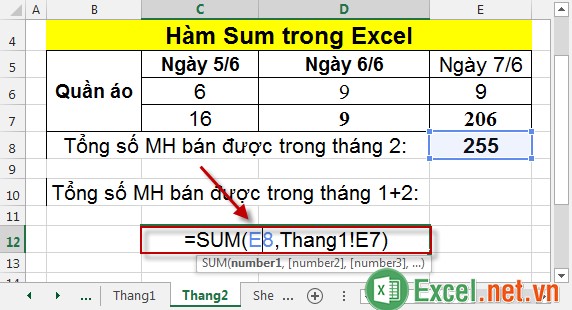Hàm Sum trong Excel 11