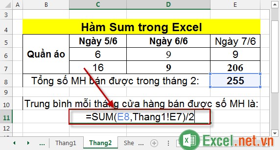 Hàm Sum trong Excel 13