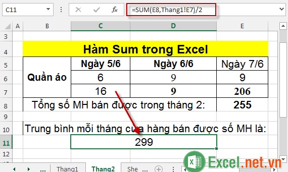 Hàm Sum trong Excel 14