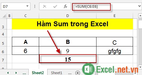 Hàm Sum trong Excel 2
