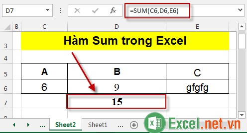 Hàm Sum trong Excel 3