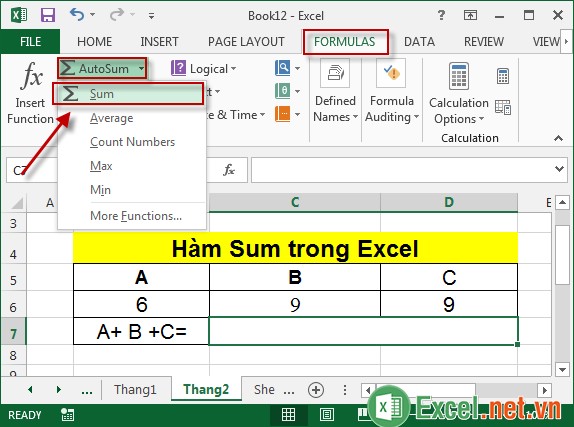 Hàm Sum trong Excel 5