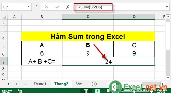 Hàm Sum trong Excel 6