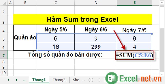 Hàm Sum trong Excel 8