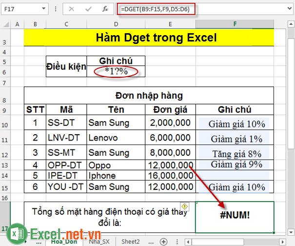 Hàm Dget trong Excel 8