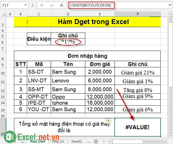 Hàm Dget trong Excel 9