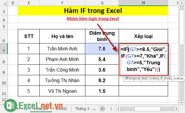 Hàm IF trong Excel 6