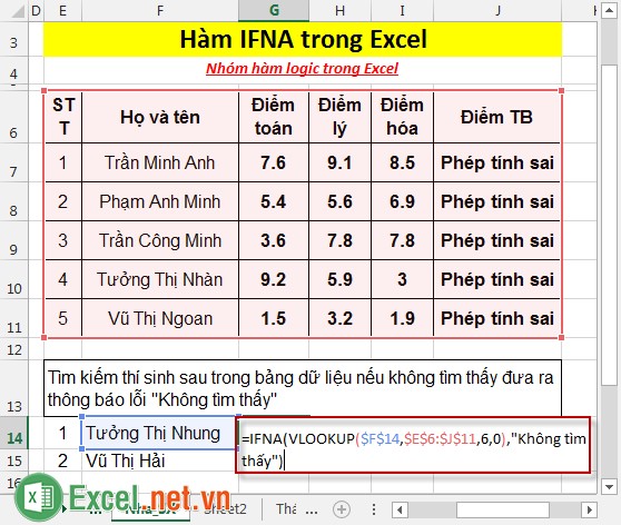 Hàm IFNA trong Excel 4