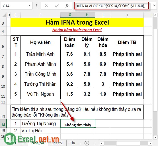 Hàm IFNA trong Excel 5