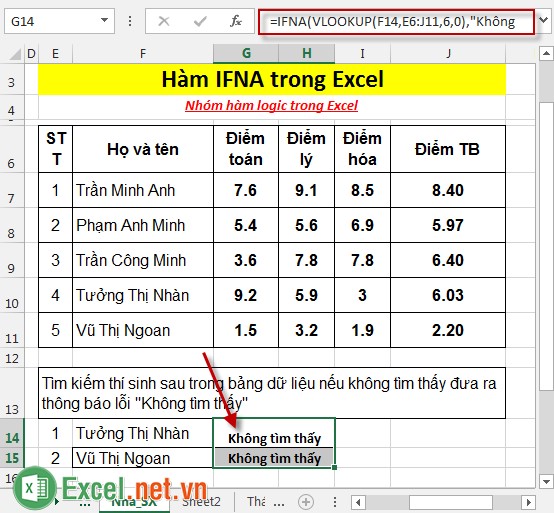 Hàm IFNA trong Excel 6