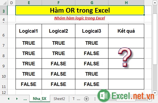 Hàm OR trong Excel