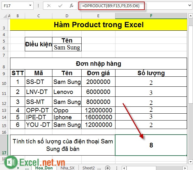 Hàm Product trong Excel 3