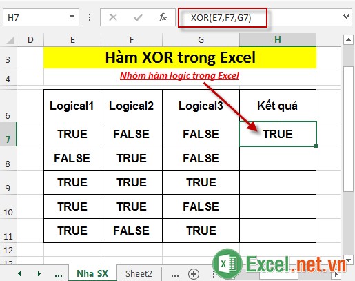 Hàm XOR trong Excel 3