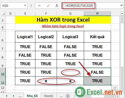 Hàm XOR trong Excel 5