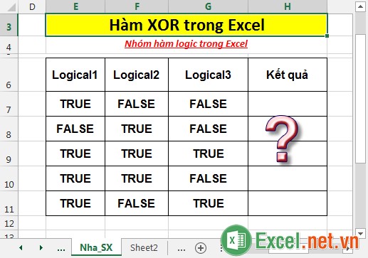 Hàm XOR trong Excel