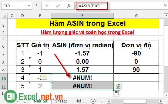 Hàm ASIN trong Excel 7
