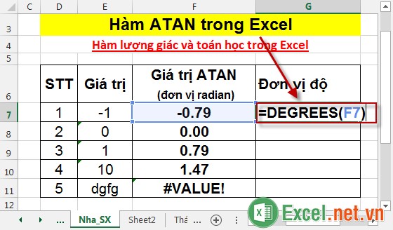 Hàm ATAN trong Excel 5