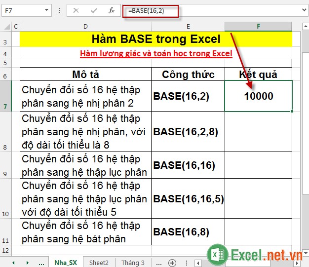 Hàm BASE trong Excel 3
