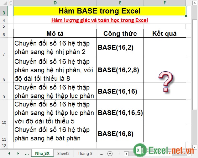 Hàm BASE trong Excel