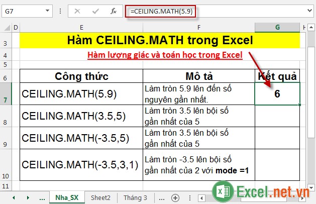 Hàm CEILINGMATH trong Excel 3
