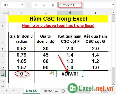 Hàm CSC trong Excel 8