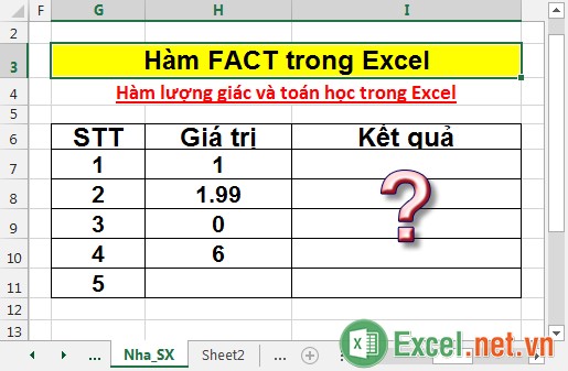 Hàm FACT trong Excel