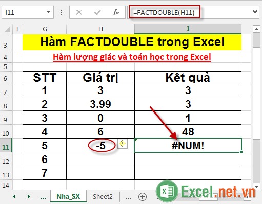 Hàm FACTDOUBLE trong Excel 5