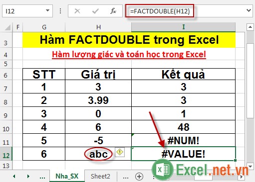 Hàm FACTDOUBLE trong Excel 6