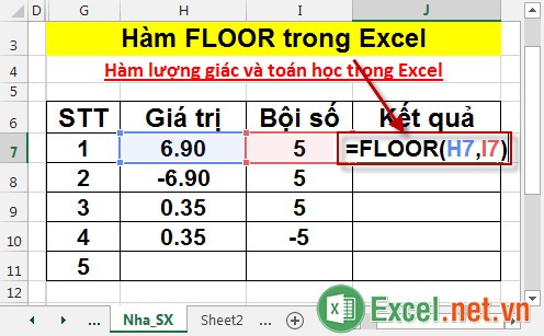 Hàm FLOOR trong Excel 2