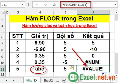 Hàm FLOOR trong Excel 5