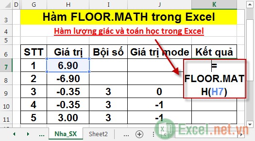 Hàm FLOORMATH trong Excel 2