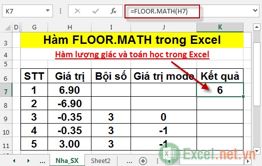 Hàm FLOORMATH trong Excel 3