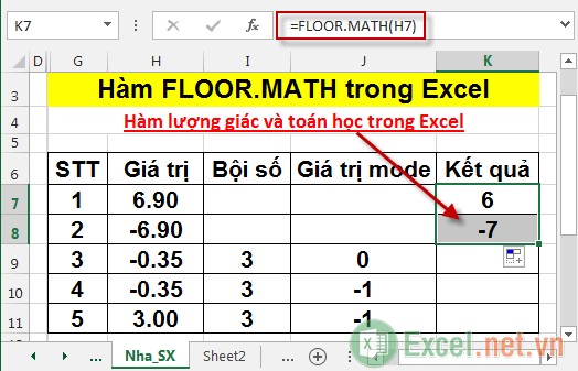 Hàm FLOORMATH trong Excel 4