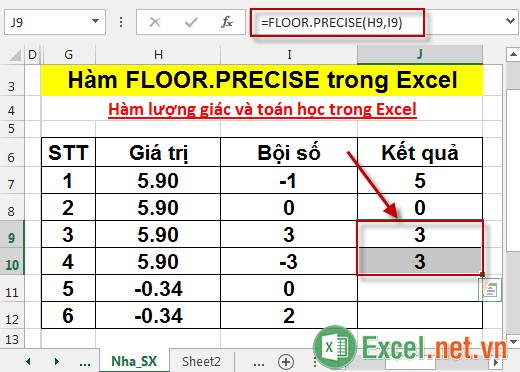 Hàm FLOORPRECISE trong Excel 5