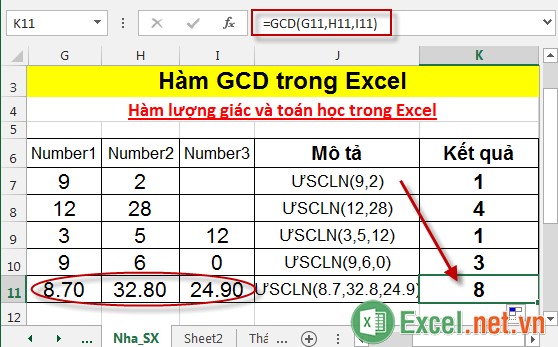 Hàm GCD trong Excel 5